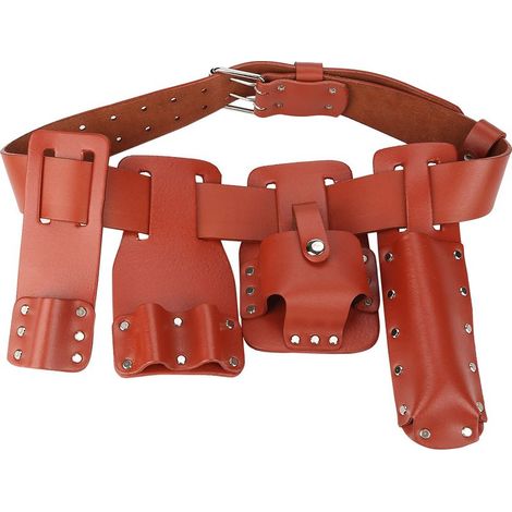 Pochette de ceinture à outils en cuir 5 en 1, échafaudage avec support pour clés de niveau, marteau (1/4)