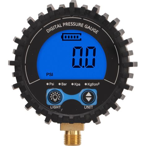 Digitales Reifendruckmessgerät, blau hinterleuchtetes LCD-Display, 4 Einheiten, 3–200 PSI, Reifendruckprüfer, M11x1-Gewinde (1/5)