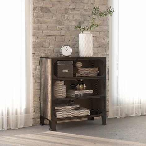 vidaXL Armario de almacenaje metal y MDF gris 72x36x82 cm (1/5)