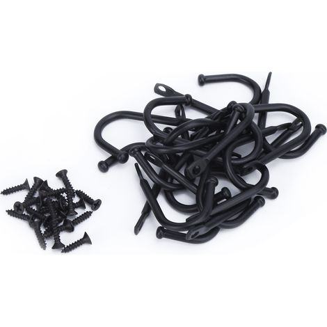 20 Pcs Wall Hooks Black Single Hole Small Hook for Hanging Necklaces Coats Belts Handbags Keys Cups Towels