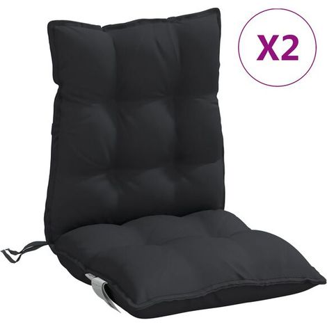 Un ensemble de 2 coussins de chaise à dossier bas en tissu Oxford noir (1/5)
