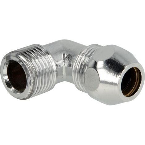 Coude-raccord de serrage 1 côté 1/2 x 12 mm, chromé