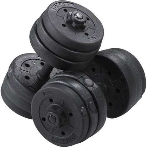 Yaheetech Set 2 Manubri Palestra Casa 12 Piastre Diversi Pesi Coppia Manubrio Regolabile Nero 10 kg (1/5)