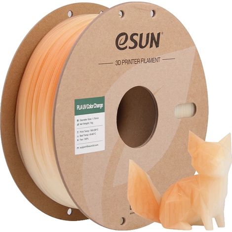 Filamento 3D, fotocromático, ecológico, cambio de color a naranja con luz UV. (1/2)