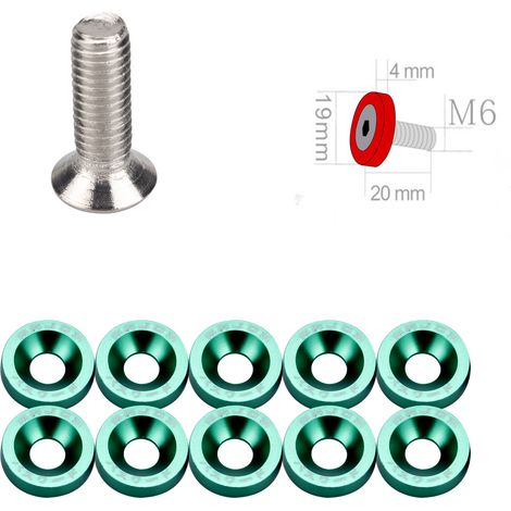 Pièces de modification automobile JDM : rondelles M6, vis, rondelles de protection de batterie, garde-boue, vis de support de plaque d'immatriculation, vis décoratives - Vert (1/4)