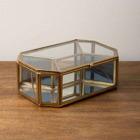 Boîte en verre bleuté 20x13x7cm (1/4)