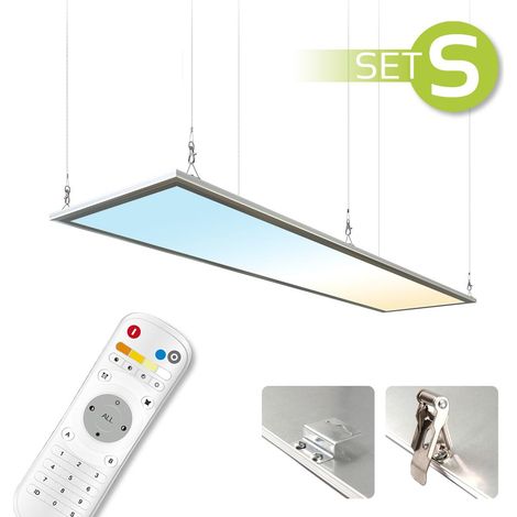 CCT LED Panel 120x30cm Spezialmontageset 36W 3000K-6000K inkl. Fernbedienung, Seilabhängung und Halter (1/5)