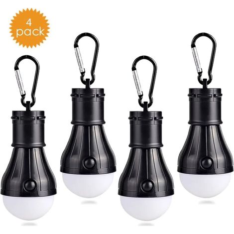 Lanterne de camping avec mousqueton, lot de 4 lampes LED pour tente, éclairage de camping étanche (1/5)
