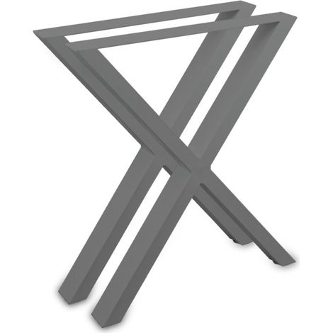 Tischbeine Tischkufen Tischgestell Tischuntergestell Stahl Metall Eckig (Kreuz 72x60 (80mm Breit), Grau)