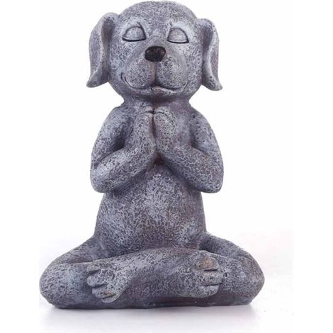 Statue Chien Méditation - Résine Extérieur - Jardin Féerique Miniature - Décoration Zen - 1 Pièce (1/5)