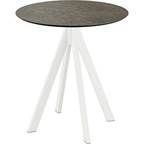 Infinity table de bistrot avec piètement blanc + plateau HPL Midnight Marble Ø70 cm - Feros (1/3)