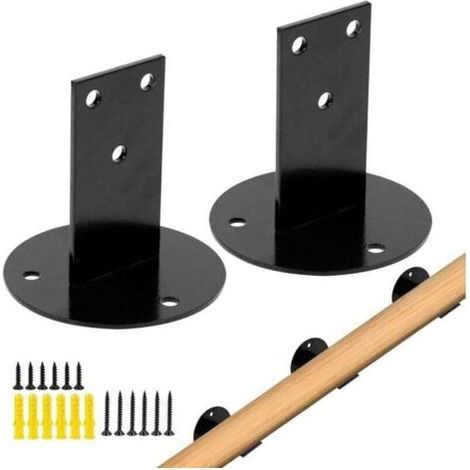 Pair Supports de Courante Courante, XU, Support Rampe Escalier, Accessoires Fixation Murale, Escalier Destiné à Bois, Accrochage Mural Balustrade Intérieure ExtéRieure, Noir, 2 Pièces (1/4)