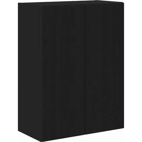 Mueble TV de pared rectangular de diseño contemporáneo 59,5 x 31 x 80 cm de madera contrachapada negro 020055031 (1/5)