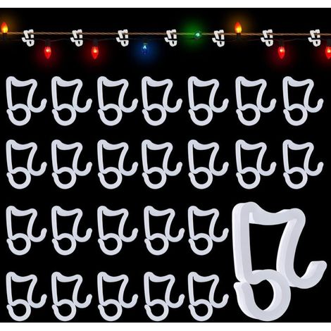 100 ganchos para canalones, accesorios para guirnaldas de luces exteriores, ganchos para guirnaldas de luces, ganchos para canalones para decoraciones navideñas, de Halloween y fiestas. (1/5)