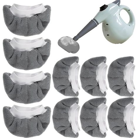Alfombrillas universales lavables de repuesto para mopa de vapor, 10 unidades, fundas de tela reutilizables para Bisse 11 Steam Shot Comfort PurSteam, color gris. (1/5)