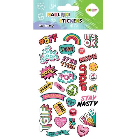 Adesivi 3D Puffy Funky Hobby 10x20cm colori allegri