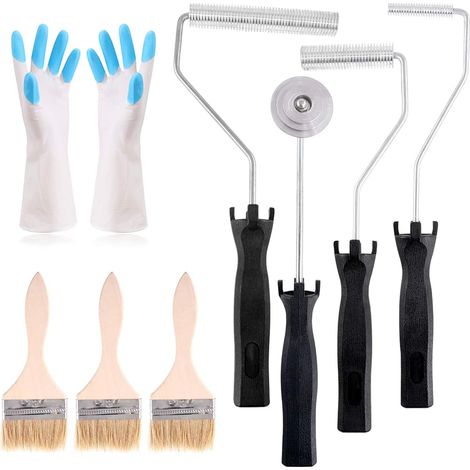 CCYKXA Set of 4 fiberglass rollers and 1 detail brush with 1 pair of gloves, fiberglass bubble palette tool, paint roller kit for molds (1/5)