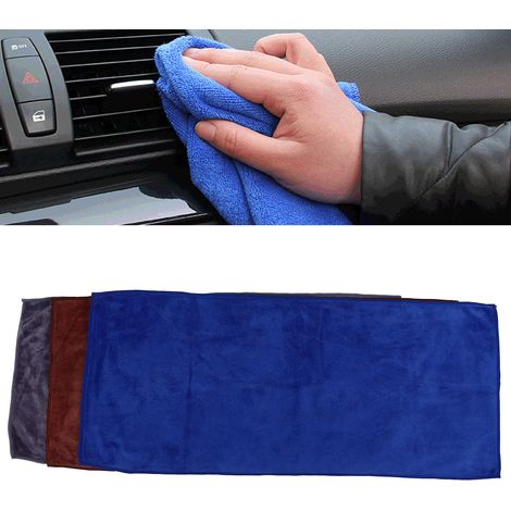 Mikrofasertücher [3 Stück] Super saugfähig, doppelseitig, für die Autoreinigung und -trocknung - 70 x 30 cm, blau/braun (1/5)