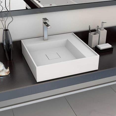 Lavabo 50x50x12,3 cm Fonte minérale/marbre Blanc (1/5)