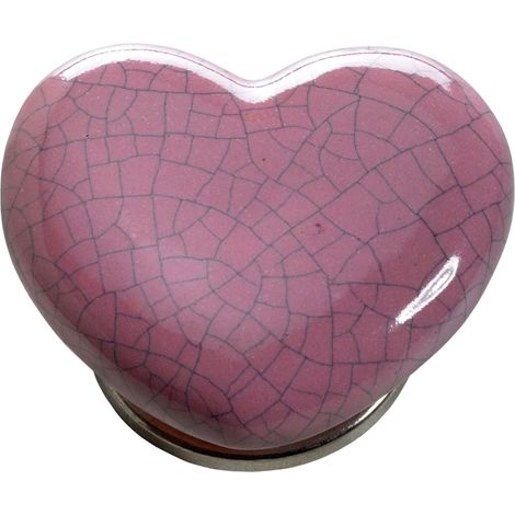 Hettich Möbelknopf Keramik pink herzförmig 38,0 x 45,0 mm - 1 Stück Möbelgriffe