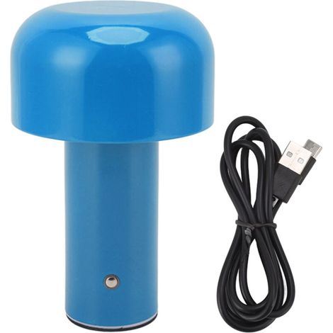 Lampe de bureau LED en forme de champignon, chargement USB, 3 couleurs de température, lampe de Table tactile pour Restaurant, étude, bleu (1/5)
