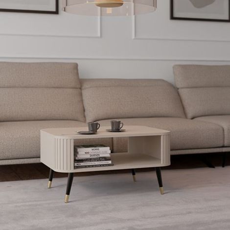Tavolino da Salotto Lipatofa, un Vano, Forma Rettangolare, Colore Ripiano Beige, 80x60x42h cm Beige (1/3)