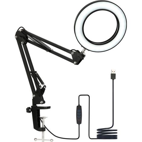 lampe de bureau-Tomshine Lampadaire Flexible Clip LED à Bras Articulé - 3 Modes de Couleurs & 10 Niveaux de Lumière - Éclairage de Bureau Dimmable pour Lecture, Travail, Étude (Kit avec 1 Lampe, 1 Cli (1/5)