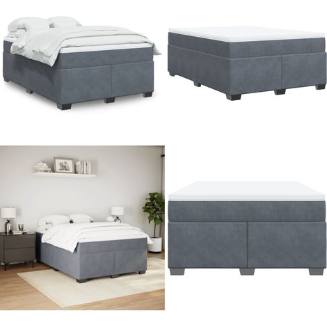 Boxspringbett mit Matratze Dunkelgrau 140x190 cm Samt - Samtbett - Boxspringbett - Doppelbett - Bettauflage - Matratze - Home & Living (1/5)
