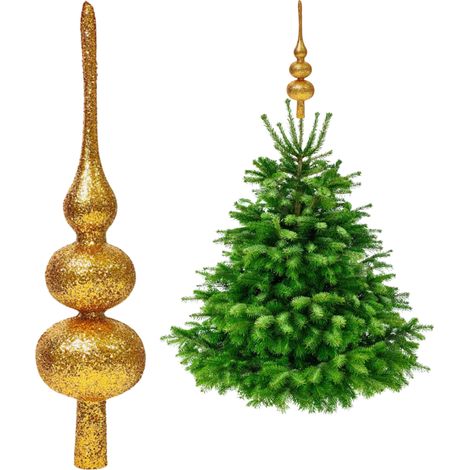 Puntale per albero di Natale dorato - puntale per albero di Natale glitterato 34 cm (1/5)