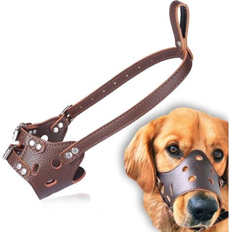 Hundebisssicherer Maulkorb, Mundschutz, Haustierbisssichere Maske (M, braun) (1/5)