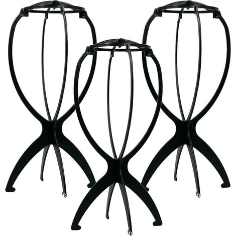 Supporto per parrucche in 3 pezzi, cuffia in plastica per parrucche, supporto pieghevole portatile per parrucche, adatto alla maggior parte delle parrucche, cappelli, per riporre e trasportare. (1/3)