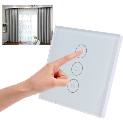 Interrupteur de rideau intelligent WiFi, interrupteur de volet roulant électrique, télécommande via application/commande vocale/écran tactile, compatible avec Alexa et Google Home pour une maison conn (1/5)