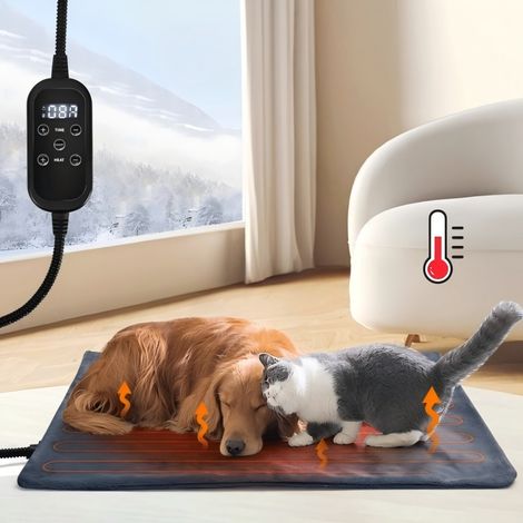 Couverture chauffante pour animaux de compagnie, tapis thermique ajustable avec protection contre les morsures