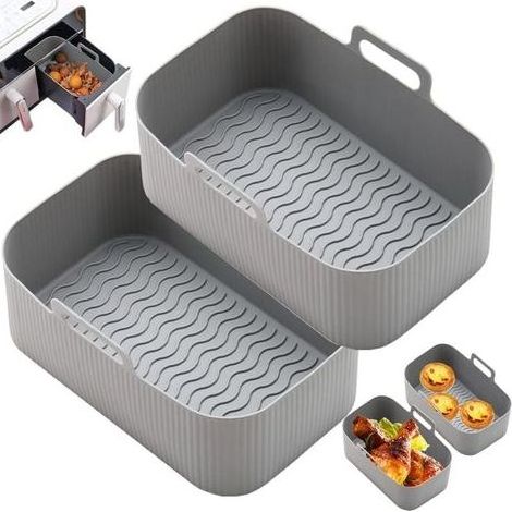 Zubehör für Heißluftfritteusenkörbe, 2 Stück, wiederverwendbare Heißluftfritteusenform, Heißluftfritteusenzubehör, antihaftbeschichtete Heißluftfritteusenschale, Heißluftfritteusenform mit Doppelkamme (1/4)