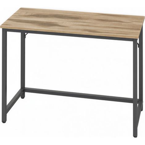 Bureau 100 x 50 x 76 cm, Cadre en Métal, pour Bureau, Chambre, Salon, Marron et Noir (1/5)
