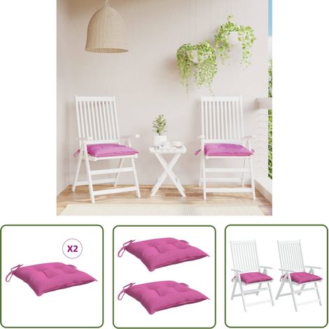 vidaXL Coussins de chaise lot de 2 rose 40x40x7 cm tissu