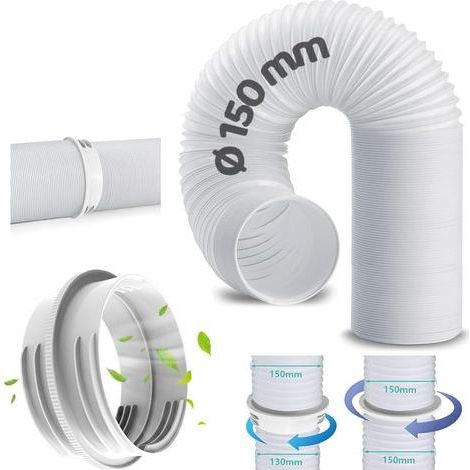 1 Tuyau D'évacuation 200cm, Diamètre 130mm Et 150mm, Flexible Pour Climatiseur Mobile, Adaptateur Fenêtre Universel (1/5)