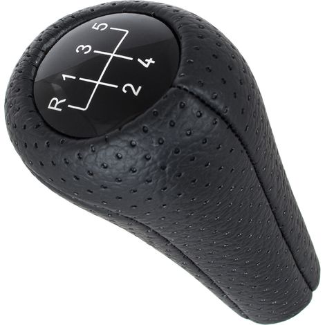 Pomello del cambio BMW E34 E36 E38 E39 E46 E60 E61 E87 E90 X3 X5 in pelle nera traforata a 5 marce (1/5)