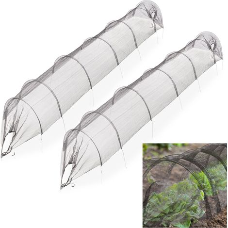 Relaxdays Serra per Orto con Archetti, Set da 2, Tunnel di 3 m, da Giardino, Protezione da Uccelli e Parassiti, Nero (1/5)