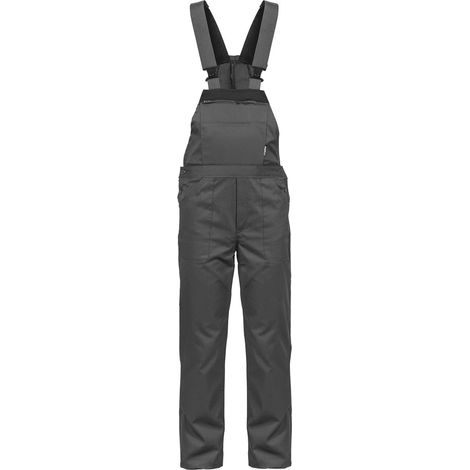 Salopette de travail Gris Noir Taille 50 Polyester / Coton 7 poches Sangles épaules reglables VITO (1/4)