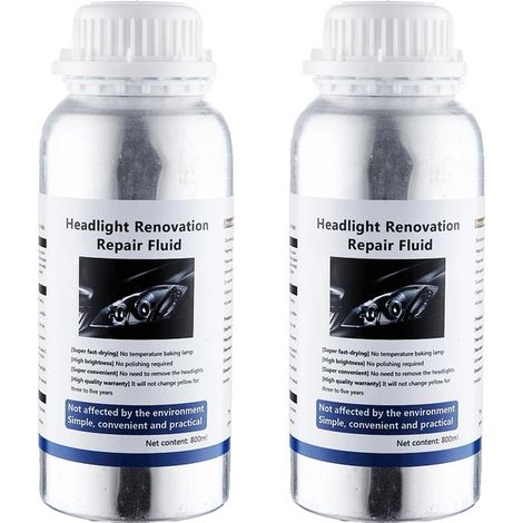 Kit de restauration de phares de voiture, Solution de polissage chimique, polymère liquide 800ML, fluide de réparation 2 pièces (1/2)