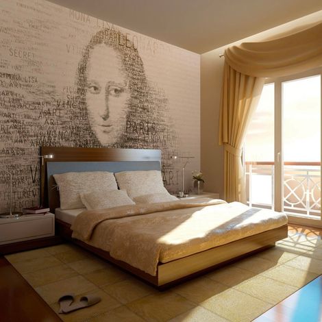 Papier peint mona lisa : portrait en lettres - 250 x 193 cm