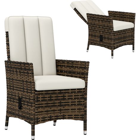 105°-150° Reclining Rattan Chair - Cream