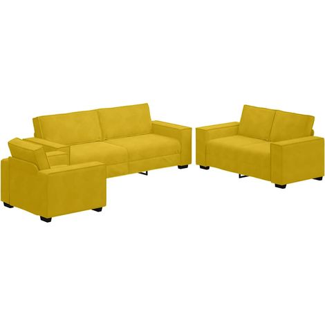 Maison Exclusive - Set di Divani 3 pz con Cuscini giallo in Velluto