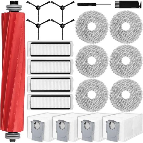 Pièces de rechange compatibles avec Roborock Q Revo, pour Qrevo aspirateur robot accessoires, 1 brosse principale, 4 brosses latérales, 4 filtres, 6 chiffons de vadrouille, 4 sacs à poussière (1/5)