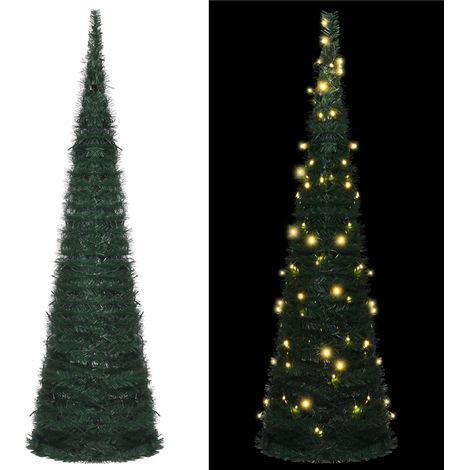 Albero di Natale with LED String Lights Verde 150 x 150 cm PVC vidaXL (1/5)