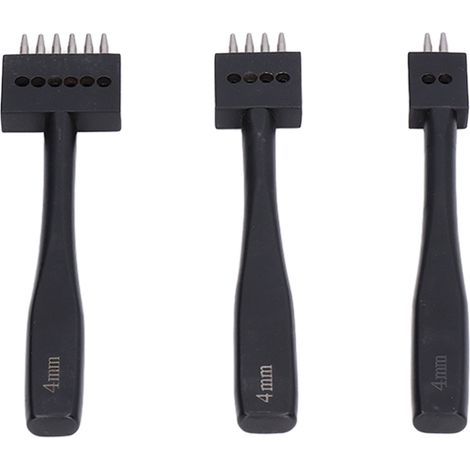 Set mit 3 professionellen, gezahnten Lederlochern, schnelles Lochen, verschiedene Größen und hohe Festigkeit, ideal für DIY-Lederarbeiten. (1/5)