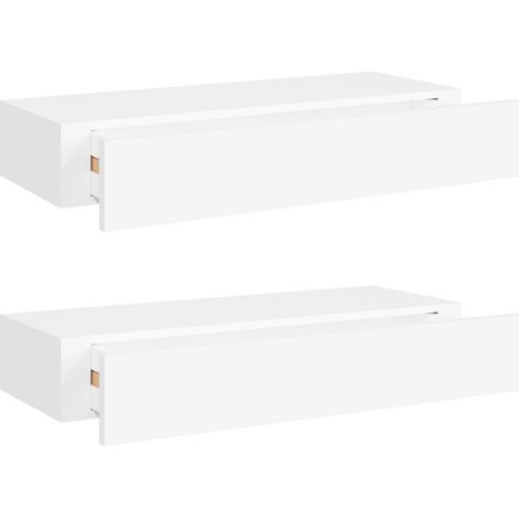 INLIFE Étagères à tiroirs murales 2 pcs Blanc 60x23,5x10 cm MDF (1/5)