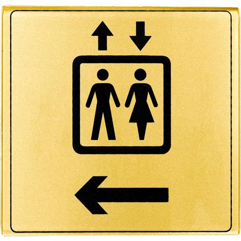 Plaque de porte Ascenseur flèche à gauche - Classique or 90x90mm - 4500126