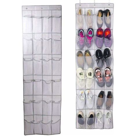 Rangement de Chaussures À Suspendre, Organisateur Chaussures sur la Porte Gain de Place Range Chaussures pour Porte 24 Poches épargne Cuisine Penderie Chambre Maison